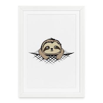 Sloth in pocket comic cartoon funny icon - Framed poster (27 × 37 cm) - white - Front