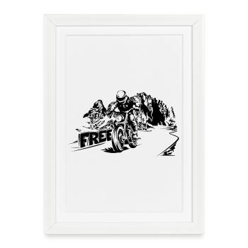 Moto Free Mountains Dolomites Symbole Logo - Affiche encadrée (27 × 37 cm) - blanc - Devant