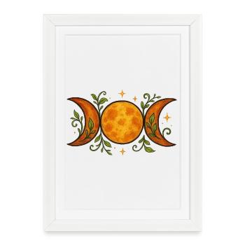 Phases lunaires célestes aux accents botaniques - Affiche encadrée (27 × 37 cm) - blanc - Devant