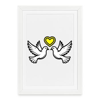 Mariage Colombe Couple Couple Coeur - Affiche encadrée (27 × 37 cm) - blanc - Devant