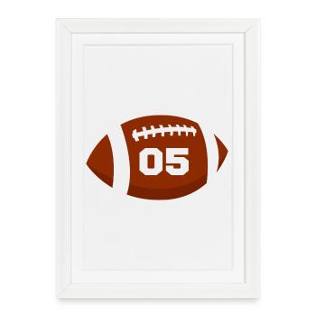 Numéro 5 rugby - 5e anniversaire rugby - Affiche encadrée (27 × 37 cm) - blanc - Devant