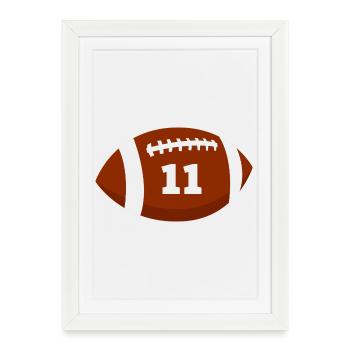 Numéro 11 rugby - 11e anniversaire rugby - Affiche encadrée (27 × 37 cm) - blanc - Devant