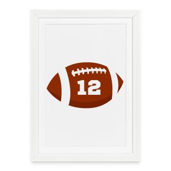Numéro 12 rugby - 12e anniversaire rugby - Affiche encadrée (27 × 37 cm) - blanc - Devant