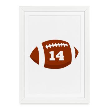 Numéro 14 rugby - 14e anniversaire rugby - Affiche encadrée (27 × 37 cm) - blanc - Devant