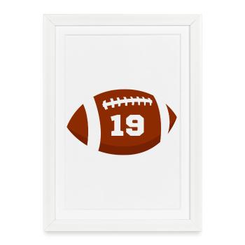 Number 19 rugby - 19th anniversary rugby - Framed poster (27 × 37 cm) - white - Front
