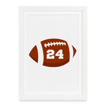 Rugby Number 24 - 24th Rugby Anniversary - Framed poster (27 × 37 cm) - white - Front