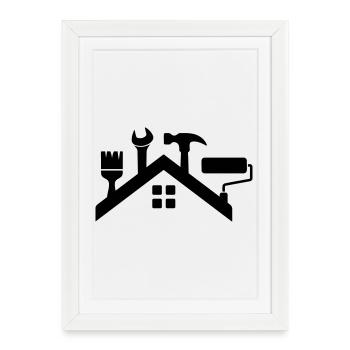 Logo de la maison et de l’artisanat – Hammer Brush Paint Roller - Affiche encadrée (27 × 37 cm) - blanc - Devant
