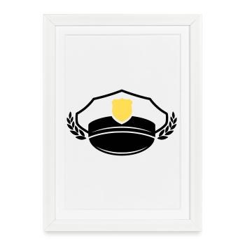 Casquette et insigne de police | Honneur et respect - Affiche encadrée (27 × 37 cm) - blanc - Devant