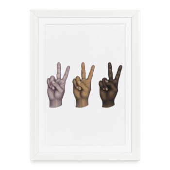 PEACE HANDS  ALL EQUALS  - peace & love - Affiche encadrée (27 × 37 cm) - blanc - Devant