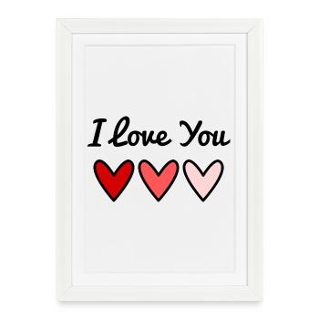 SAINT VALENTIN. COEUR. JE T'AIME. I LOVE YOU - Affiche encadrée (27 × 37 cm) - blanc - Devant