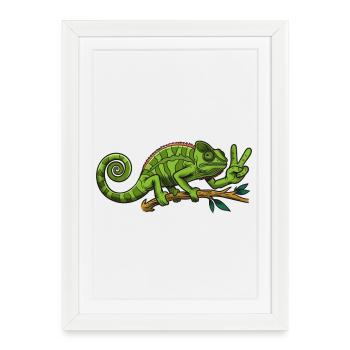 Paix Caméléon - Affiche encadrée (27 × 37 cm) - blanc - Devant