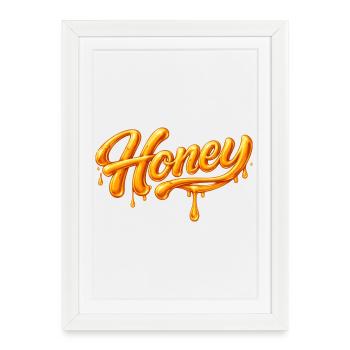 Lettrage miel dans une typographie fluide - Affiche encadrée (27 × 37 cm) - blanc - Devant