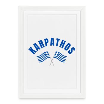 Karpathos avec drapeaux grecs croisés - Affiche encadrée (27 × 37 cm) - blanc - Devant