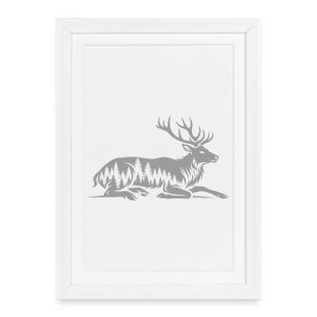Deer - Framed poster (27 × 37 cm) - white - Front
