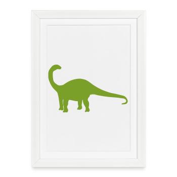 Silhouette de dinosaure vert - Affiche encadrée (27 × 37 cm) - blanc - Devant