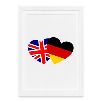 Cœur Royaume-Uni-Allemagne Amitié - Affiche encadrée (27 × 37 cm) - blanc - Devant