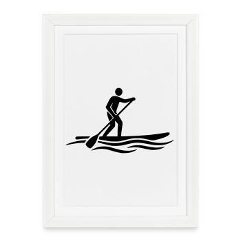 Stand Up Paddle SUP Board Sports Nautiques Lac - Affiche encadrée (27 × 37 cm) - blanc - Devant