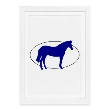 Silhouette du cheval bleu cobalt - Affiche encadrée (27 × 37 cm) - blanc - Devant