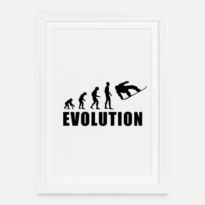 EVOLUTION SNOWBOARD Schnee Winter Geschenk - Gerahmtes Poster (27 × 37 cm) - Weiß