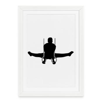 gymnastics men - Affiche encadrée (27 × 37 cm) - blanc - Devant