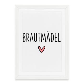 Mariée fille coeur mariée fête nuptiale - Affiche encadrée (27 × 37 cm) - blanc - Devant