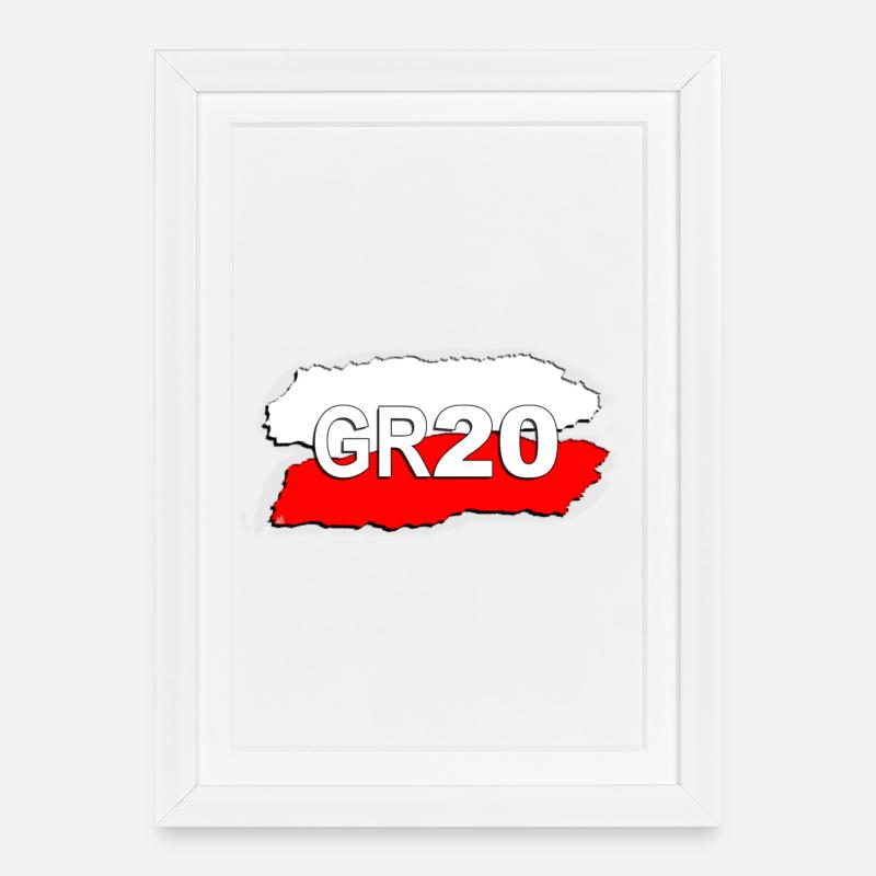 LOGO GR 20 - Affiche encadrée (27 × 37 cm) - blanc