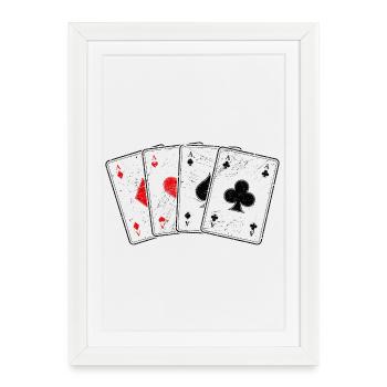 Carreaux coeur de pique---a jeu de cartes poker professionnel - Affiche encadrée (27 × 37 cm) - blanc - Devant