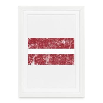 Drapeau de lettonie Drapeau Grunge Retro Vintage - Affiche encadrée (27 × 37 cm) - blanc - Devant