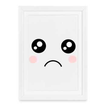 Kawaii, yeux, visage - Affiche encadrée (27 × 37 cm) - blanc - Devant