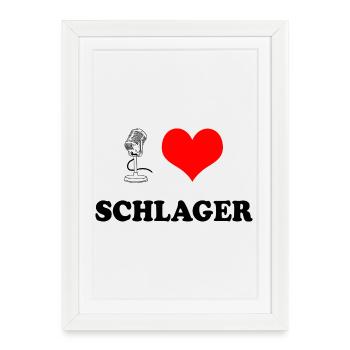 J’adore Schlager - Affiche encadrée (27 × 37 cm) - blanc - Devant
