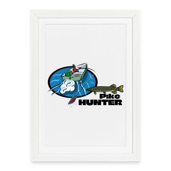 Pike Hunter Boat – Predator Fishing - Framed poster (27 × 37 cm) - white - Front
