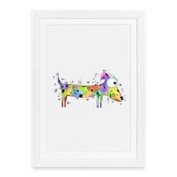 Colorful Dog - Dog Breed, Illustration - Framed poster (27 × 37 cm) - white - Front