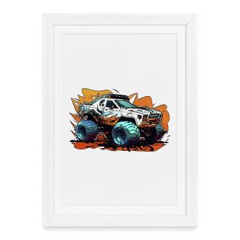 MonsterTruck Offroad Chaos - Framed poster (27 × 37 cm) - white - Front
