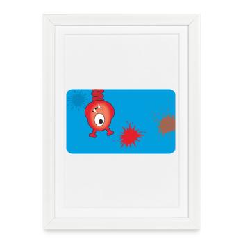 Red Monster & Splashes of Color - Blue - Framed poster (27 × 37 cm) - white - Front