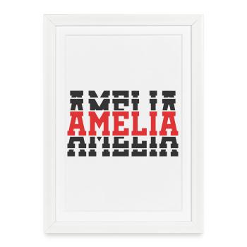t-shirt Amelia t-shirt idée cadeau texte empilé - Affiche encadrée (27 × 37 cm) - blanc - Devant