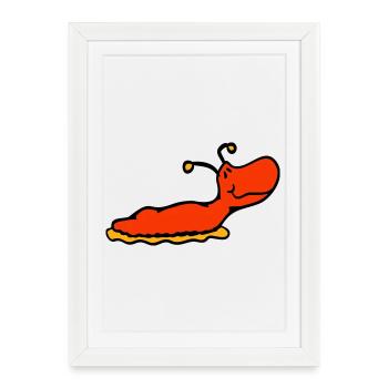 Slug snail without shell smiles - Framed poster (27 × 37 cm) - white - Front
