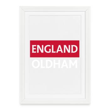 Conception des drapeaux anglais Oldham - Affiche encadrée (27 × 37 cm) - blanc - Devant