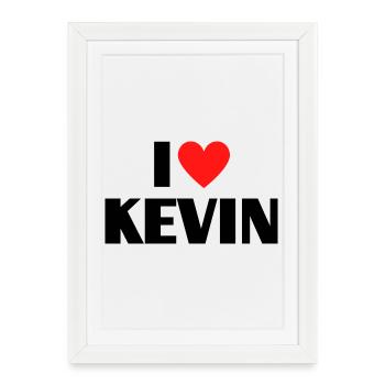 I love Kevin Red Heart Love Fan Gift - Framed poster (27 × 37 cm) - white - Front
