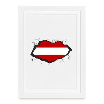 Austria Flag - Framed poster (27 × 37 cm) - white - Front