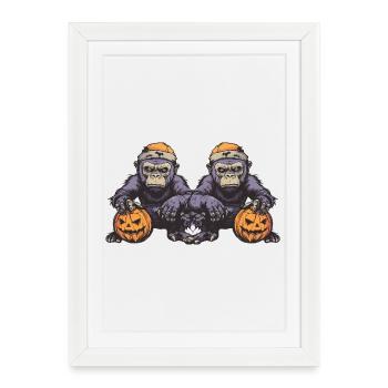 Gorilla Halloween Team Funny - Framed poster (27 × 37 cm) - white - Front