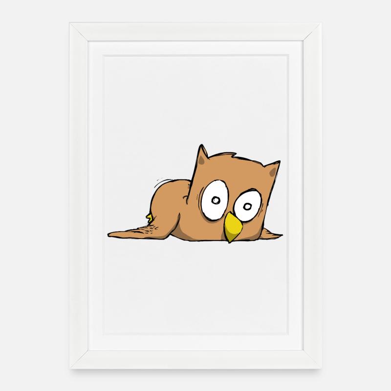 Eule - Gerahmtes Poster (27 × 37 cm) - Weiß