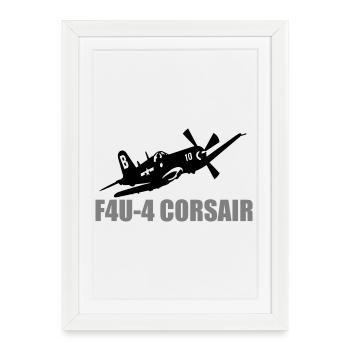 F4U 4 Corsair - Affiche encadrée (27 × 37 cm) - blanc - Devant