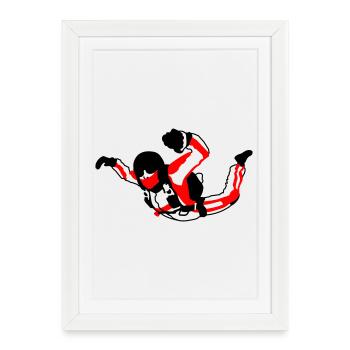 Parachutiste - Affiche encadrée (27 × 37 cm) - blanc - Devant
