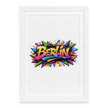 Lettrage graffiti de Berlin avec des effets colorés colorés - Affiche encadrée (27 × 37 cm) - blanc - Devant