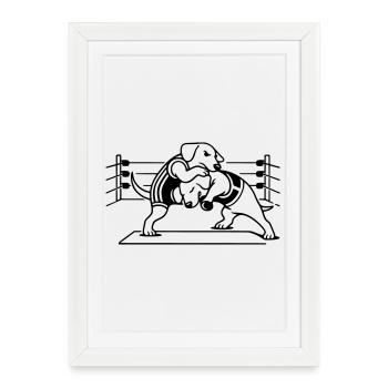 Wrestling Dog Dog - Framed poster (27 × 37 cm) - white - Front