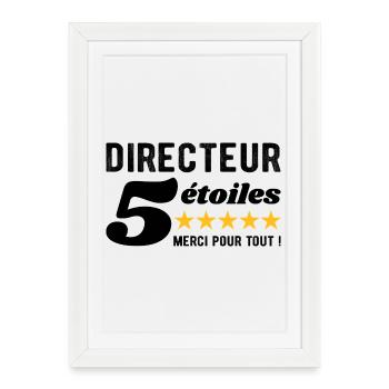 Cadeau Directeur 5 Étoiles - Merci pour tout ! - Affiche encadrée (27 × 37 cm) - blanc - Devant
