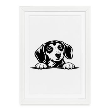 Dachshund with Paw Portrait - Framed poster (27 × 37 cm) - white - Front