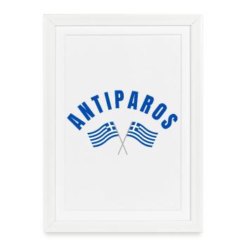 Drapeaux grecs d’Antiparos - Affiche encadrée (27 × 37 cm) - blanc - Devant