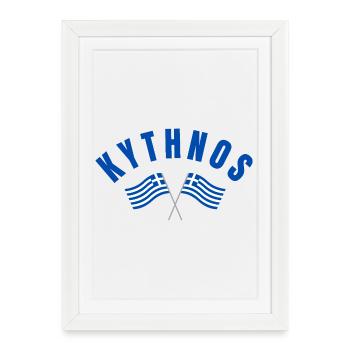 Drapeaux grecs de Kythnos - Affiche encadrée (27 × 37 cm) - blanc - Devant