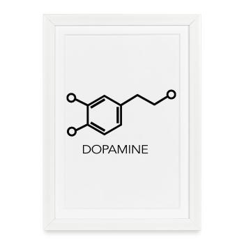Conception scientifique minimaliste de la molécule de dopamine - Affiche encadrée (27 × 37 cm) - blanc - Devant